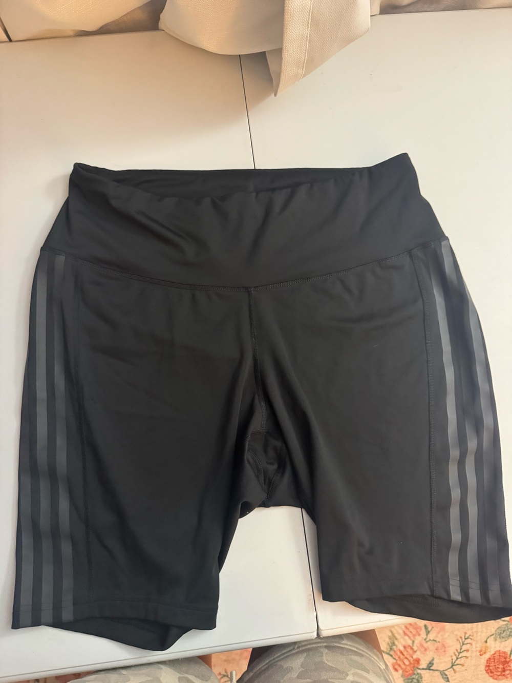 adidas Black Bike Shorts with Subtle Stripe Detail